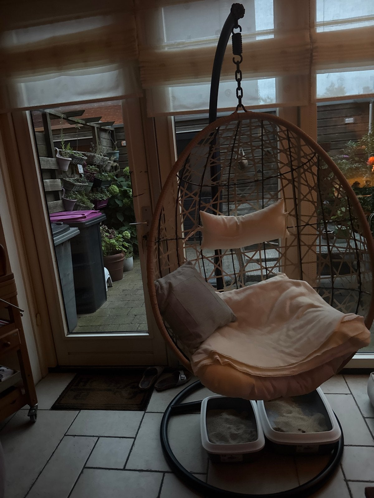 Comfortabele hangstoel met standaard, Ophalen, Gebruikt, Overige kleuren, Riet of Rotan