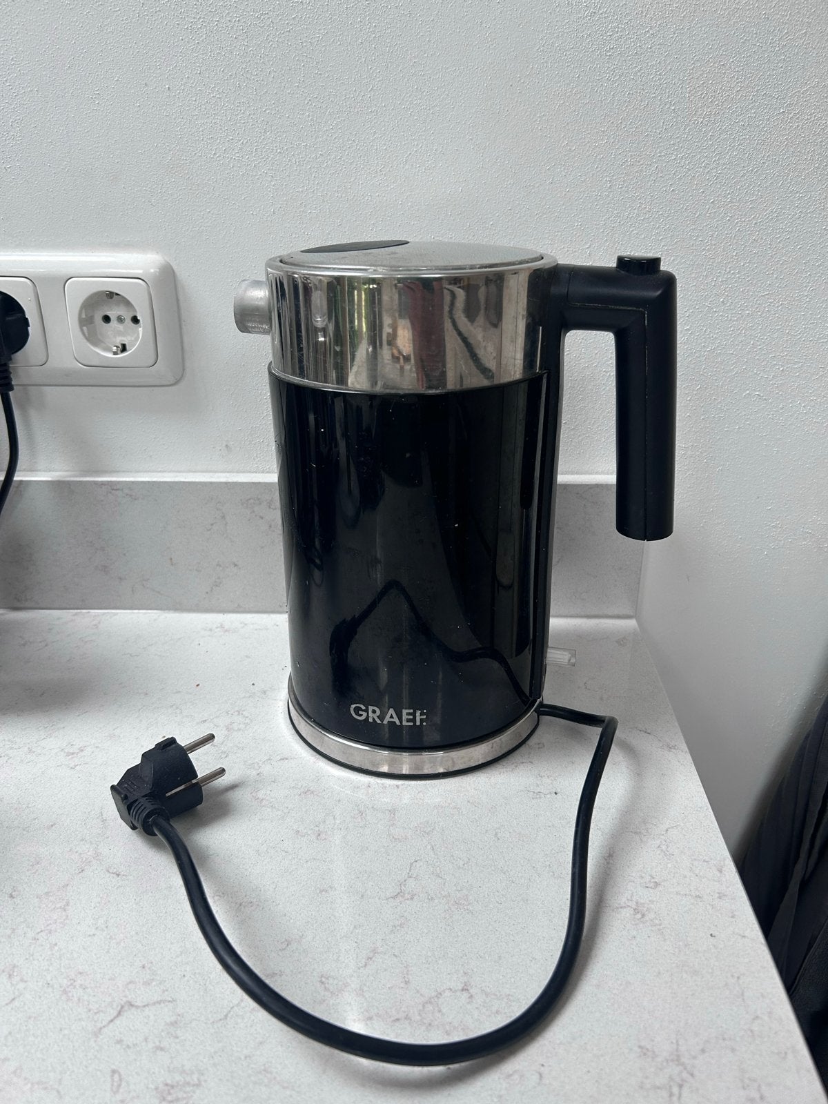Graef design waterkoker - Zwart, 1.5L, 1 tot 2 liter, Ophalen of Verzenden, Gebruikt, Rvs