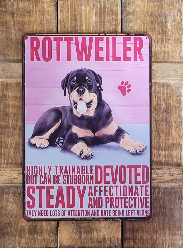 Rottweiler hond eigenschappen reclamebord van metaal deco, Info@deconoord.nl, Deco Noord, Nieuw, Ophalen of Verzenden