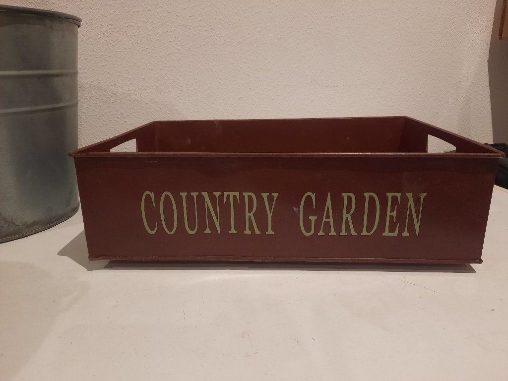 Kist metaal country garden, Tuin en Terras, Gebruikt, Minder dan 30 cm, Minder dan 60 cm, Ophalen of Verzenden