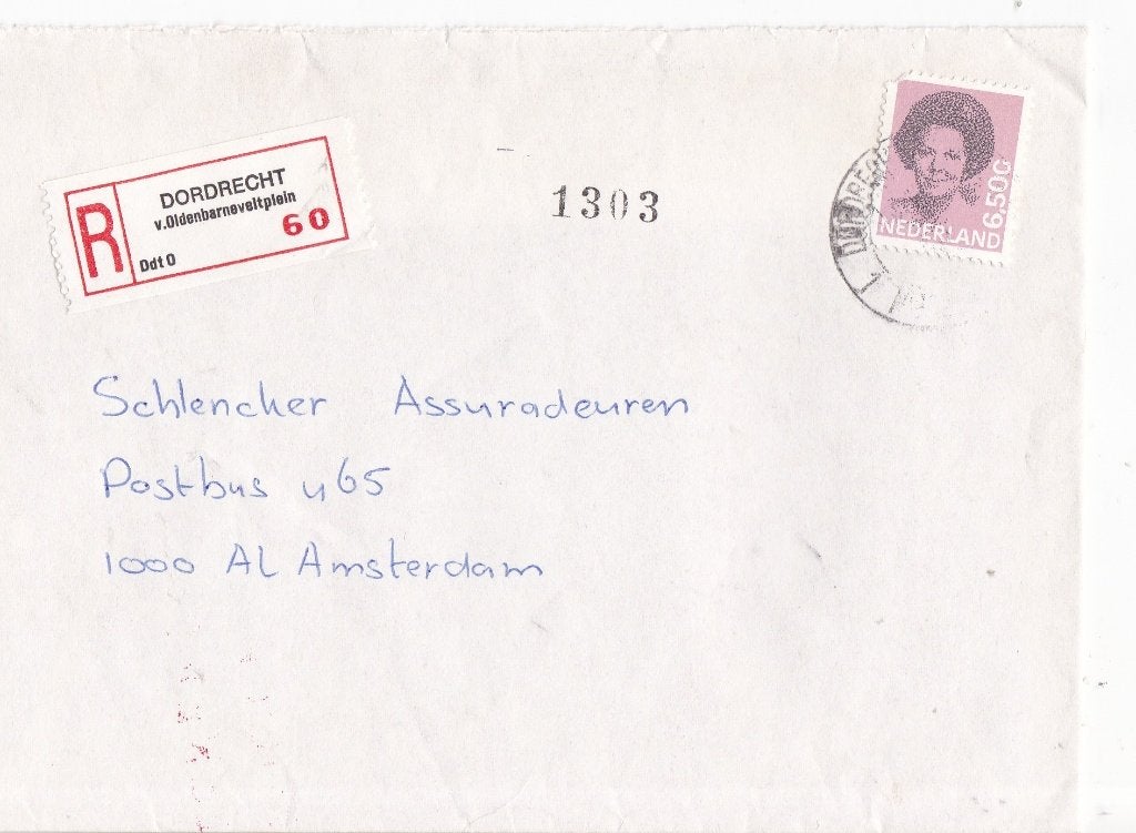 Nederland - R-brief – Dordrecht v. Oldenbarneveltplein - 60, Verzenden, Envelop