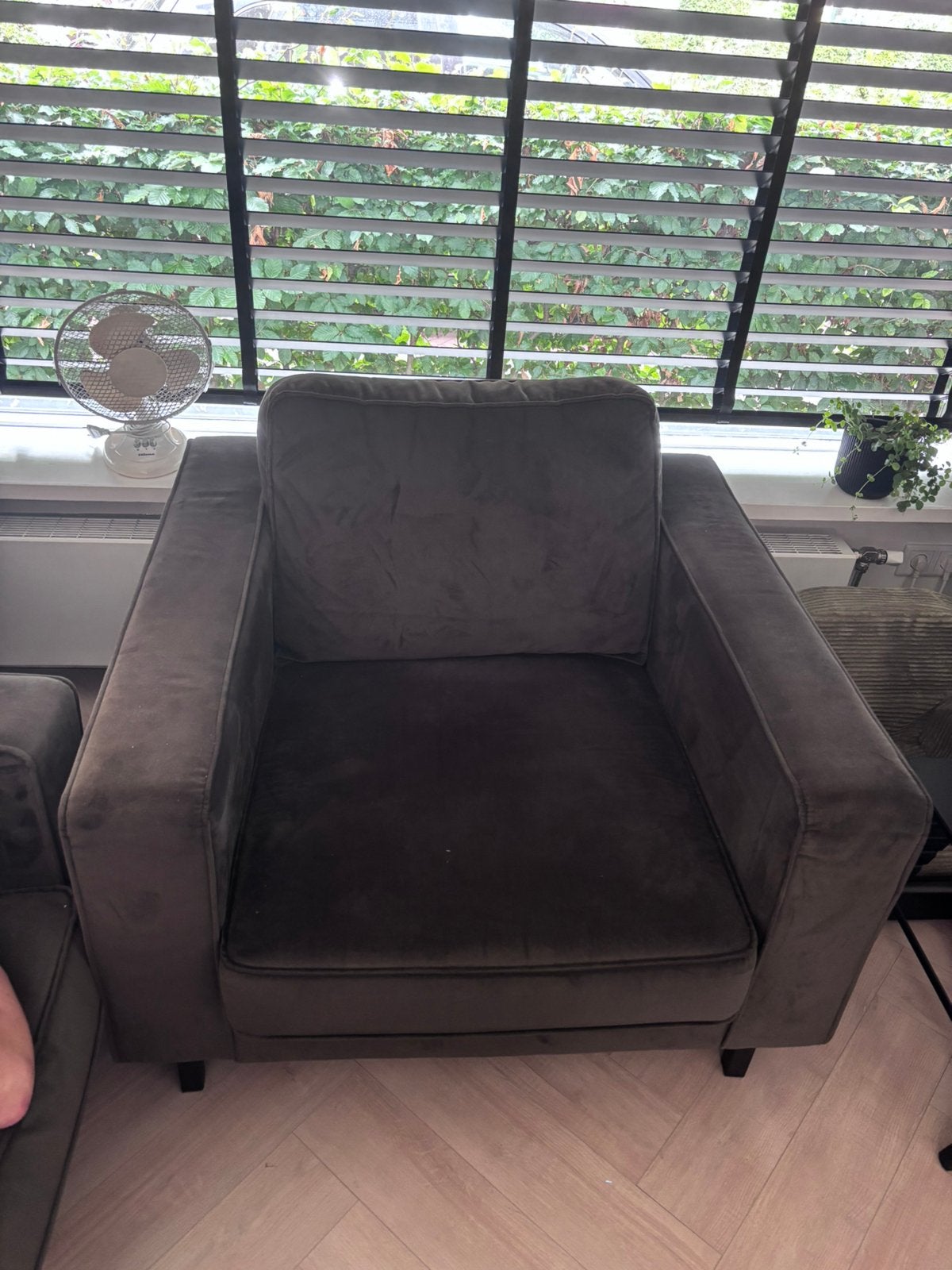 Woood velvet/fluwelen Fauteuil donkergroen, Ophalen, 75 tot 100 cm, Zo goed als nieuw, Stof