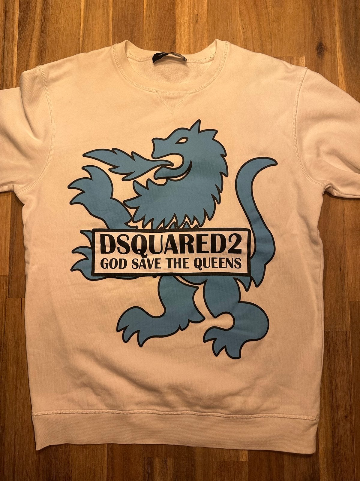 Dsquared2 Trui Maat S - God Save The Queens, Ophalen, Gedragen, Maat 46 (S) of kleiner, Wit