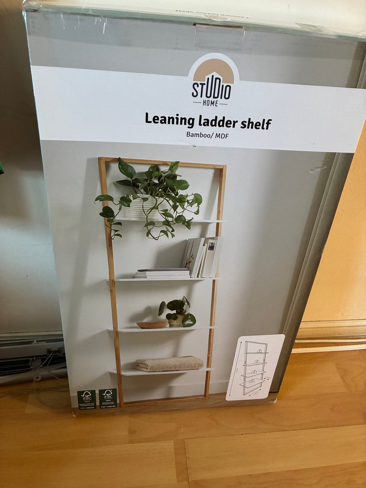 Nieuwe Studio Home Leaning Ladder Shelf Bamboe/MDF, Ophalen, Nieuw