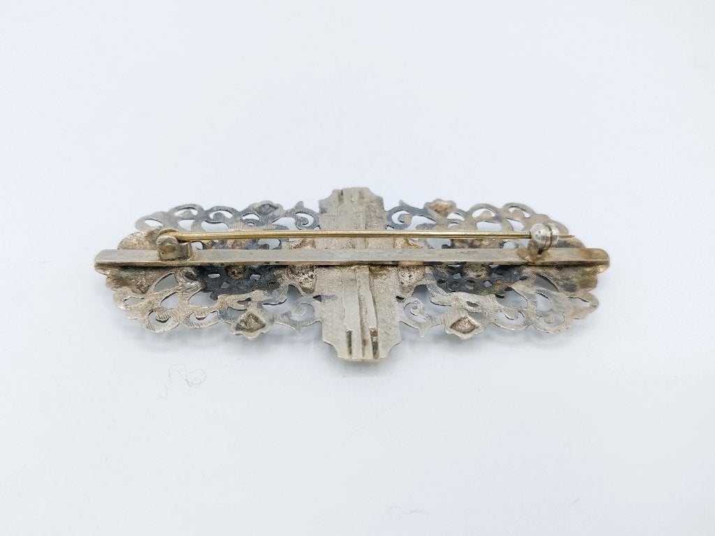 Zilveren bijbelslot broche, Wed. W. Roelfsema, ca. 1862, Verzenden, Zilver, Broche