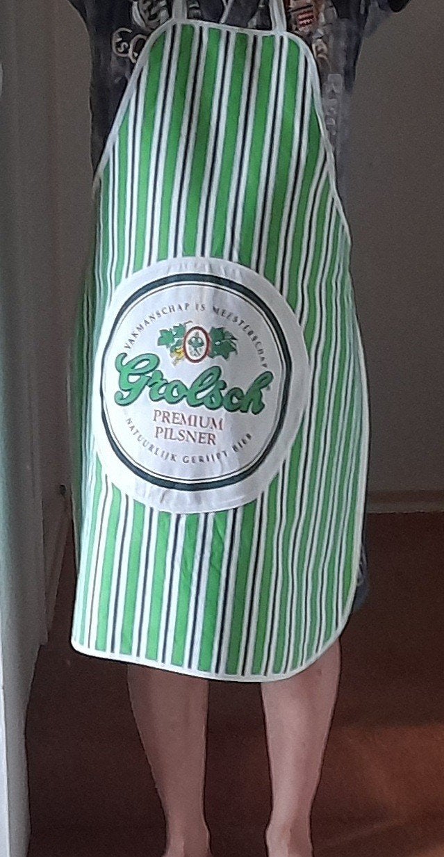 Grolsch Schort - Groen/Wit gestreept met logo, Ophalen of Verzenden, Zo goed als nieuw, Overige materialen, Overige merken