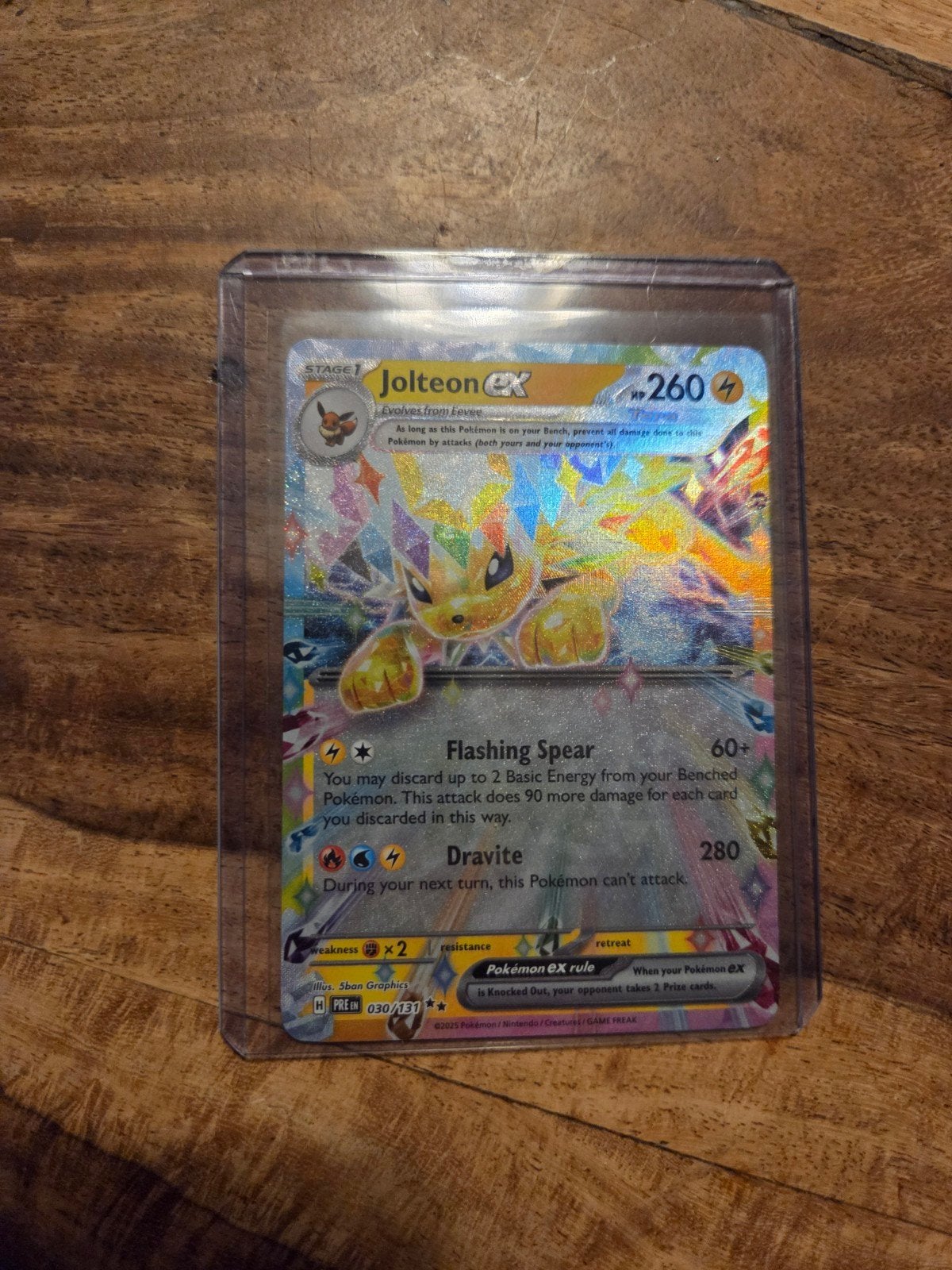 Jolteon EX 030/131 Pokémon Kaart - Full Art Ultra Rare, Ophalen of Verzenden, Zo goed als nieuw, Losse kaart, Foil