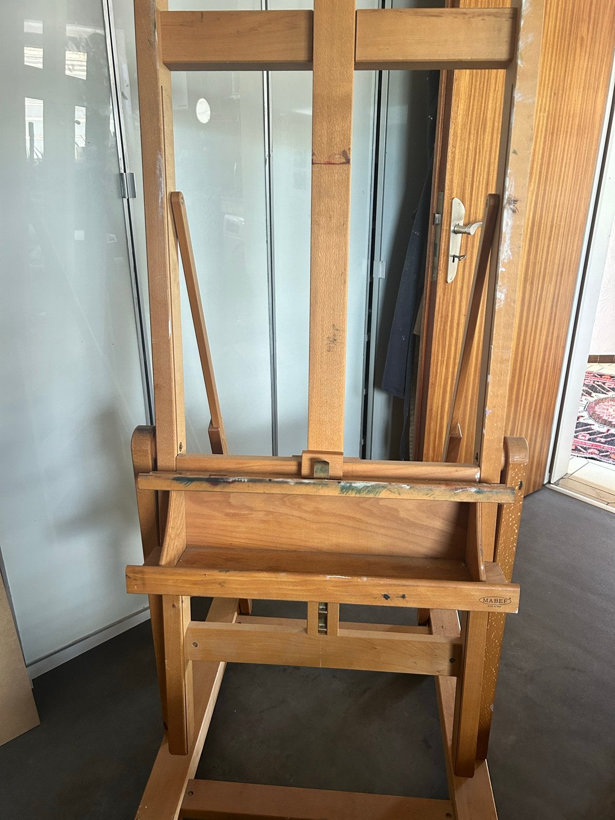 Houten schildersezel op wielen, Hobby en Vrije tijd, Ophalen, Gebruikt, Ezel