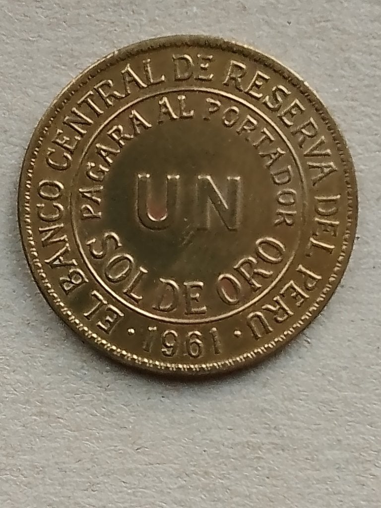 Peru, 1 sol 1961, Postzegels en Munten, Munten | Amerika, Ophalen of Verzenden, Zuid-Amerika, Losse munt