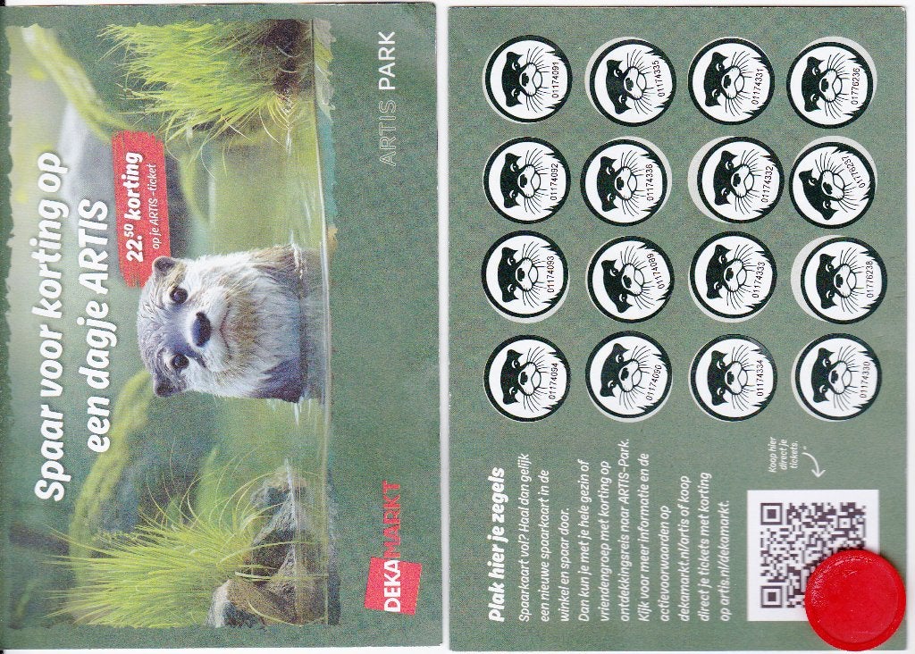 2- ARTIS - TOEGANSKAARTEN van de Dekamarkt., Tickets en Kaartjes, Twee personen, Ticket of Toegangskaart