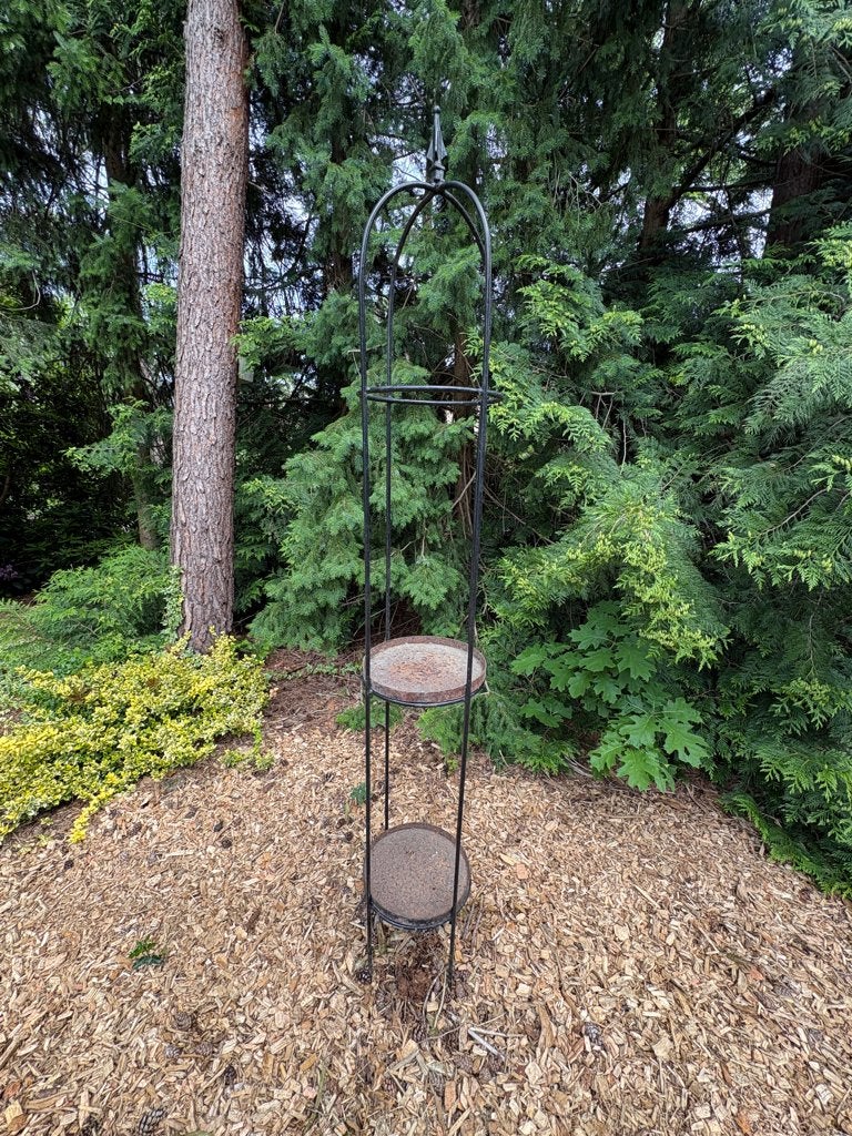 Plantenstandaard Hoog zwart metaal voor 3 planten brocante, Ophalen, Gebruikt, 100 cm of meer, Rond