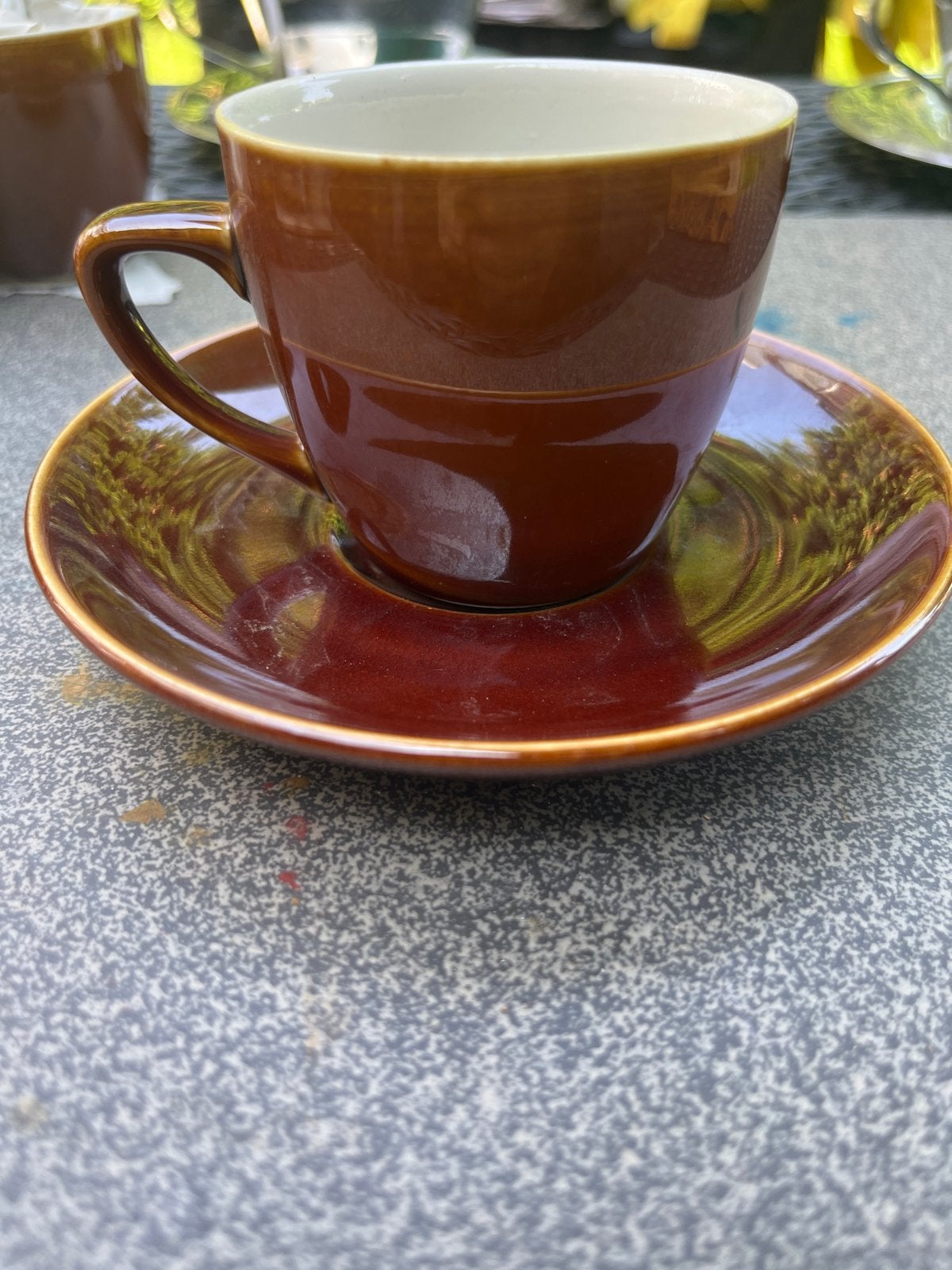 5 x Bruine koffiekop en schotels - Vintage villeroy & boch, Ophalen, Gebruikt, Keramiek, Vintage