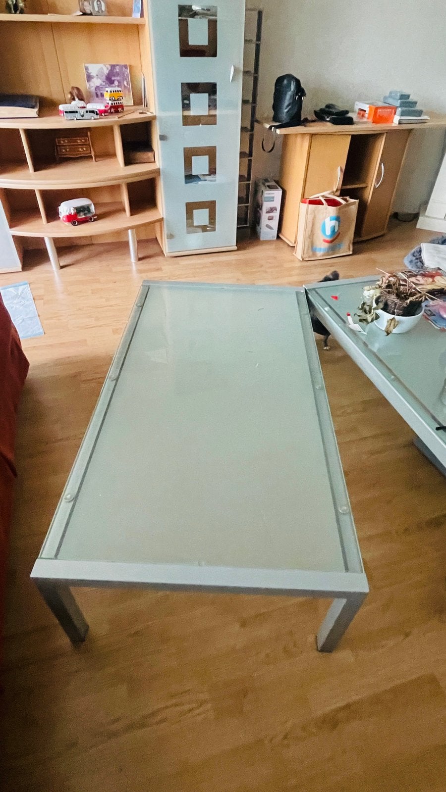 2 Metaal/Glazen salontafels. GRATIS, Ophalen, Rond, 50 tot 100 cm, Metaal