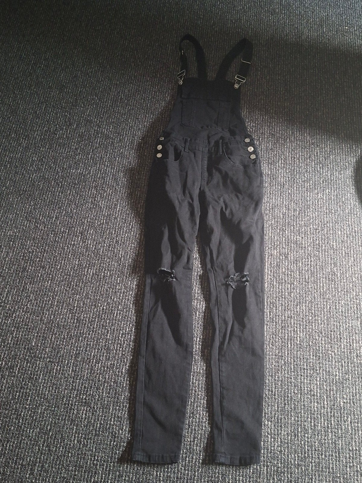 Nieuwe Zwarte Denim Salopette met Scheuren, Zwart, Nieuw, Ophalen of Verzenden, Onbekend