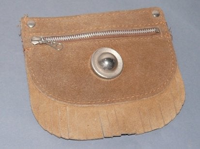 Vintage retro suède franje portomonnee., Verzenden, Nieuw, Beige