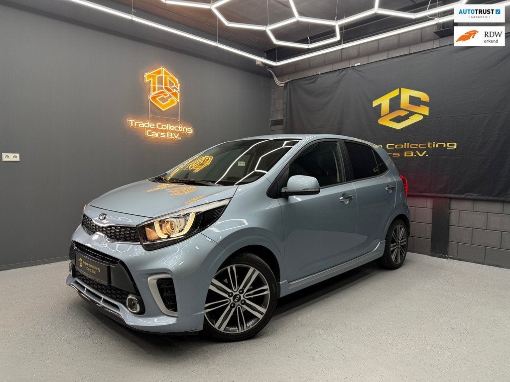 Kia PICANTO 1.2 CVVT DynamicPlusLine PANO-CARPLAY-CLIMA-FULL, Auto's, Gebruikt, 4 cilinders, Blauw, Leder