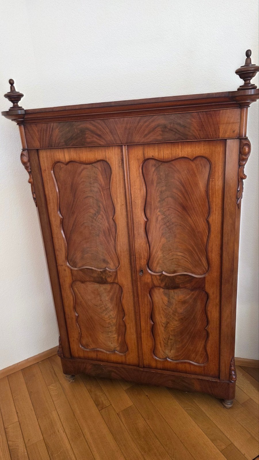 Antieke Mahonie biedermeier 2 deurs kast te koop, Ophalen