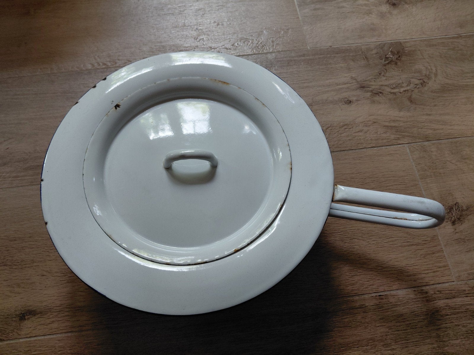 emaille bedpan met blauw randje, Antiek en Kunst, Ophalen of Verzenden