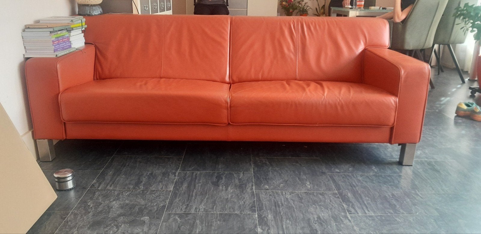 Lederen Topform bank - 2.10m breed, Ophalen of Verzenden, Gebruikt, 75 tot 100 cm, Leer