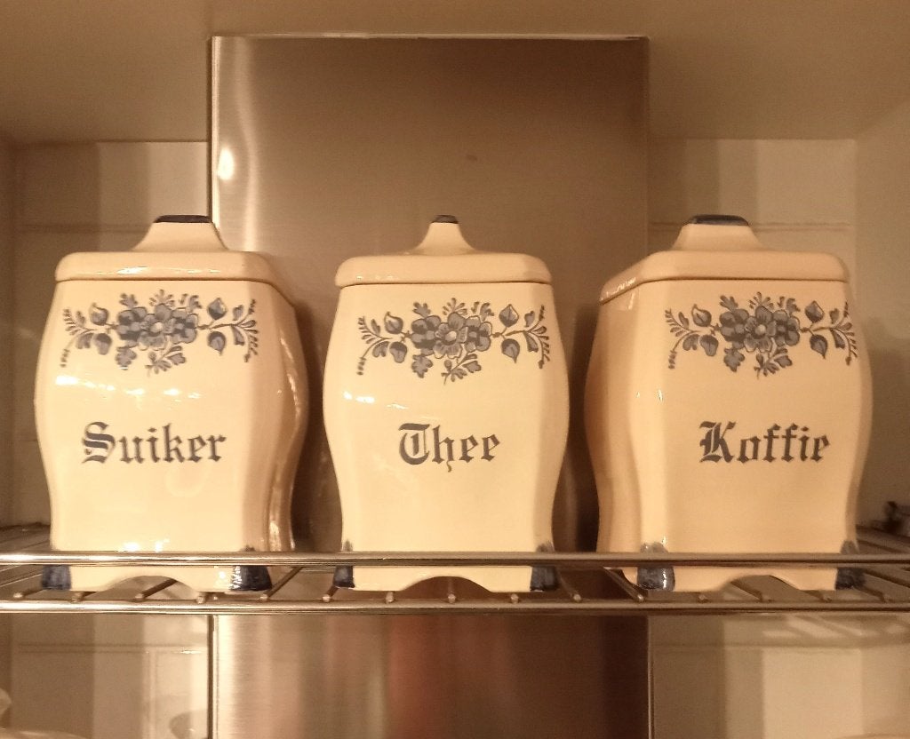 Set vintage voorraadbussen uit grootmoederstijd, Ophalen of Verzenden, Zo goed als nieuw