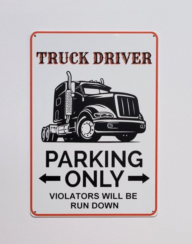 Truck Driver parking only vrachtwagen metalen reclamebord, Info@deconoord.nl, Deco Noord, Nieuw, Ophalen of Verzenden