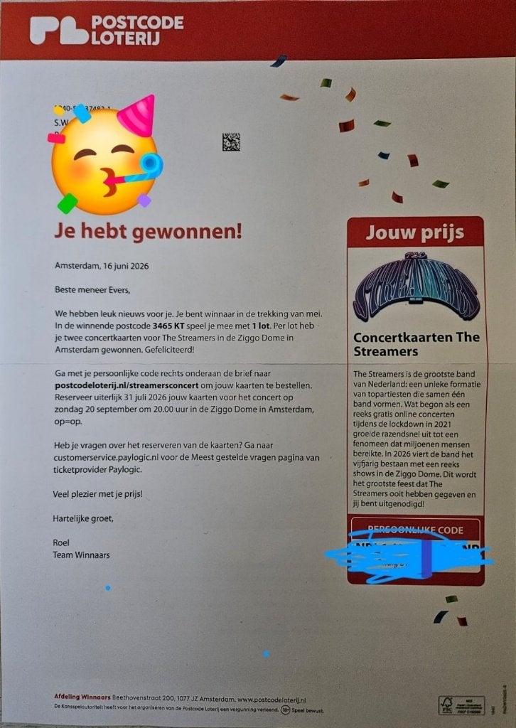 2x The Streamers Ziggo Dome Amsterdam – 20 september 2026 –, Twee personen, September, Overige typen