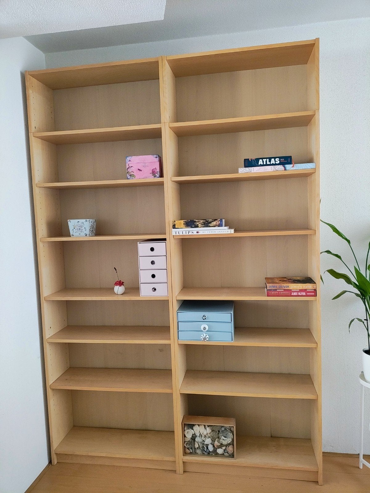 2x IKEA Billy Boekenkast licht berken met bovendelen, Huis en Inrichting, Kasten | Boekenkasten, Ophalen, Met plank(en), Gebruikt