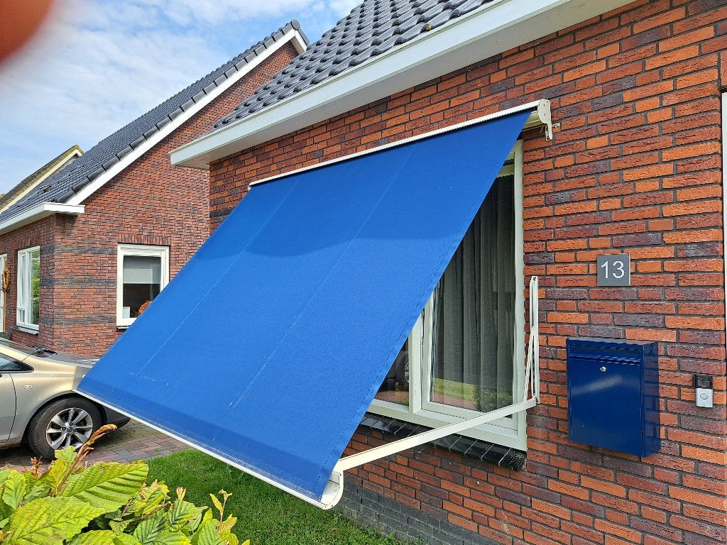Zonwering BC Valuit met marineblauw doek 247 cm., Ophalen, Gebruikt, Elektrisch, Minder dan 250 cm