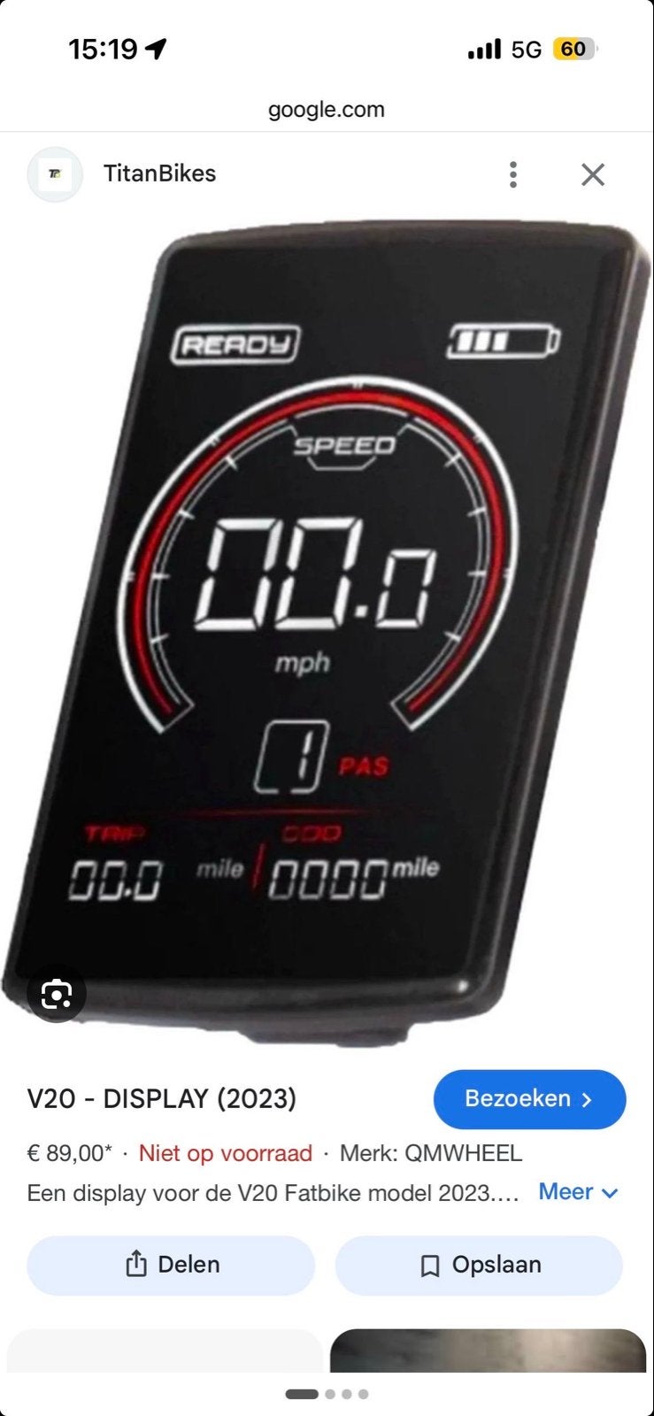 Fatbike V20 Display Schermpje met Killswitch., Ophalen of Verzenden, Zo goed als nieuw