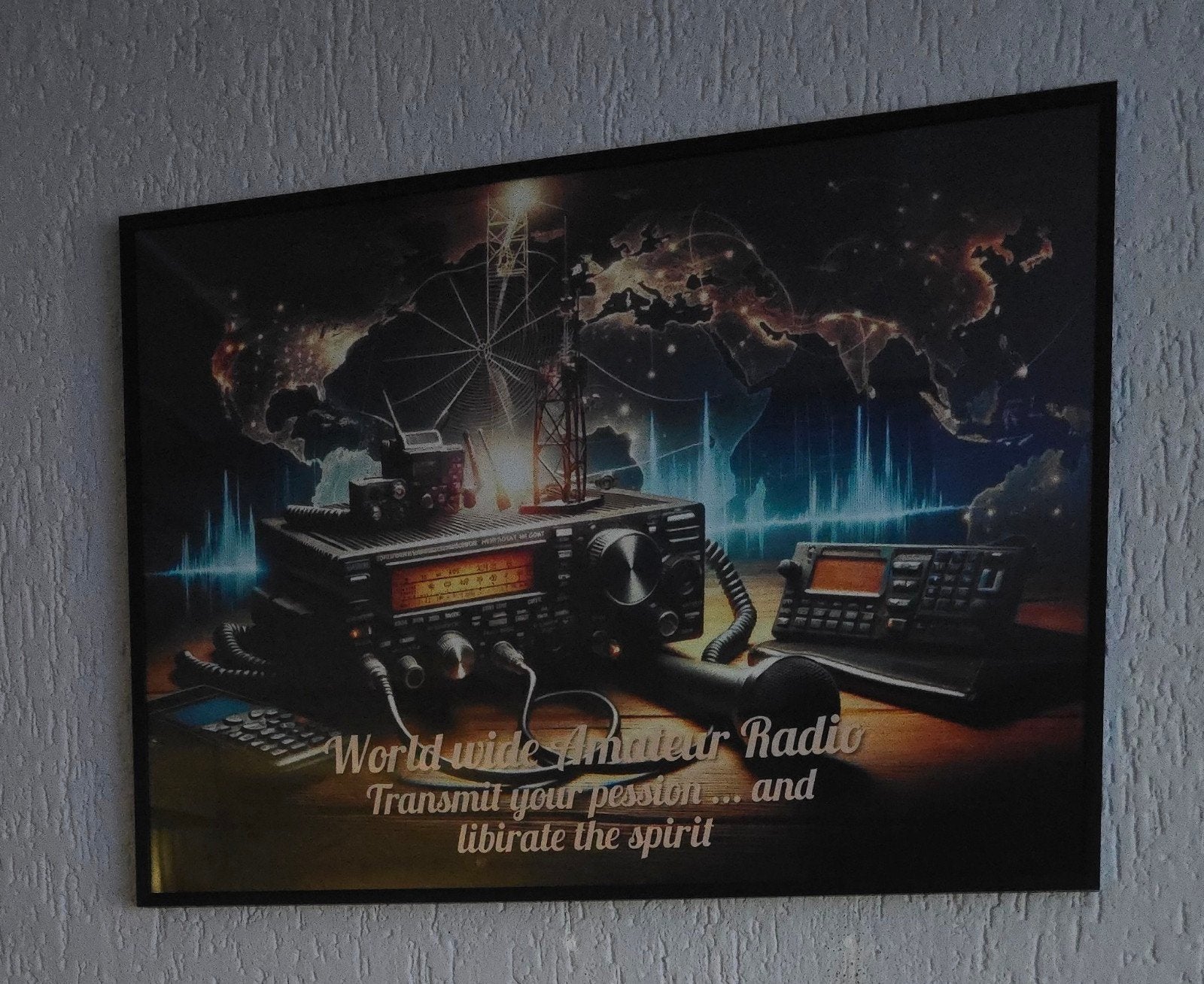 groot lijst aluminium met glas foto  voor Ham schack 70 x50, Telecommunicatie, Ophalen of Verzenden, Zo goed als nieuw