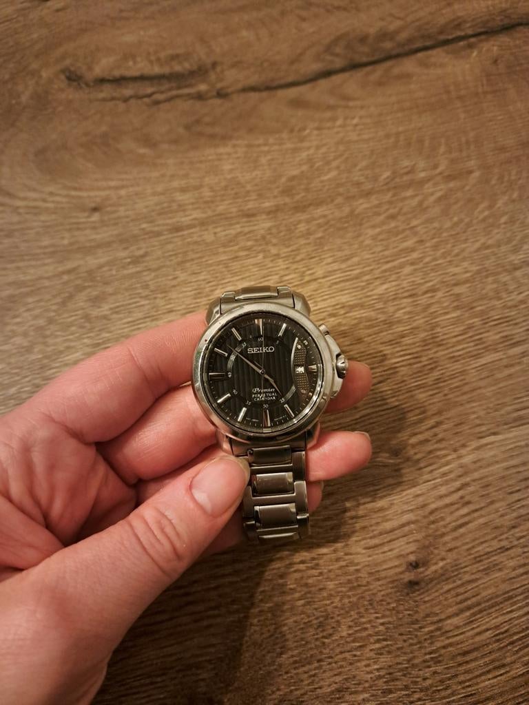 Seiko Horloge Premier Perpetual Calendar SNQ159 Herenhorloge, Gebruikt, Staal, Polshorloge, Ophalen of Verzenden