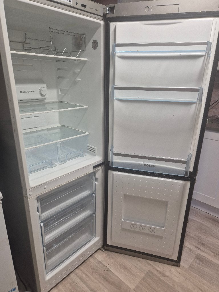 Bosch RVS koelvriescombinatie, Witgoed en Apparatuur, Koelkasten en IJskasten, Ophalen, Gebruikt, 200 liter of meer, 60 cm of meer