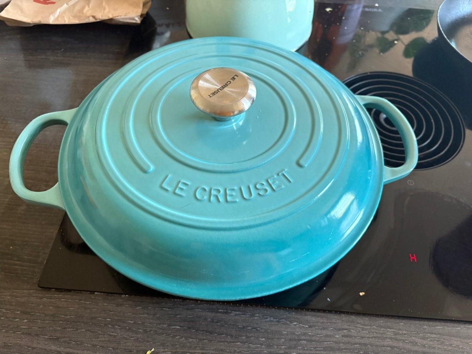 Le Creuset Blue Riviera 30cm, Huis en Inrichting, Keuken | Potten en Pannen, Met handvatten, Le Creuset, Ophalen of Verzenden