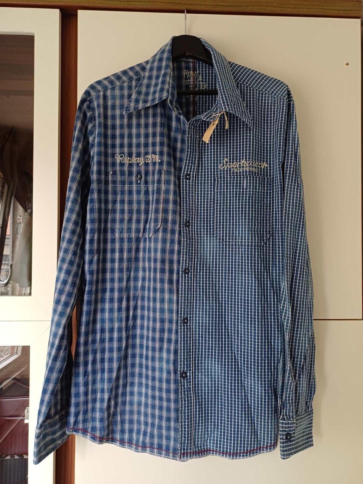 REPLAY OVERHEMD ZGAN, Ophalen of Verzenden, Zo goed als nieuw, Blauw, Overige halswijdtes
