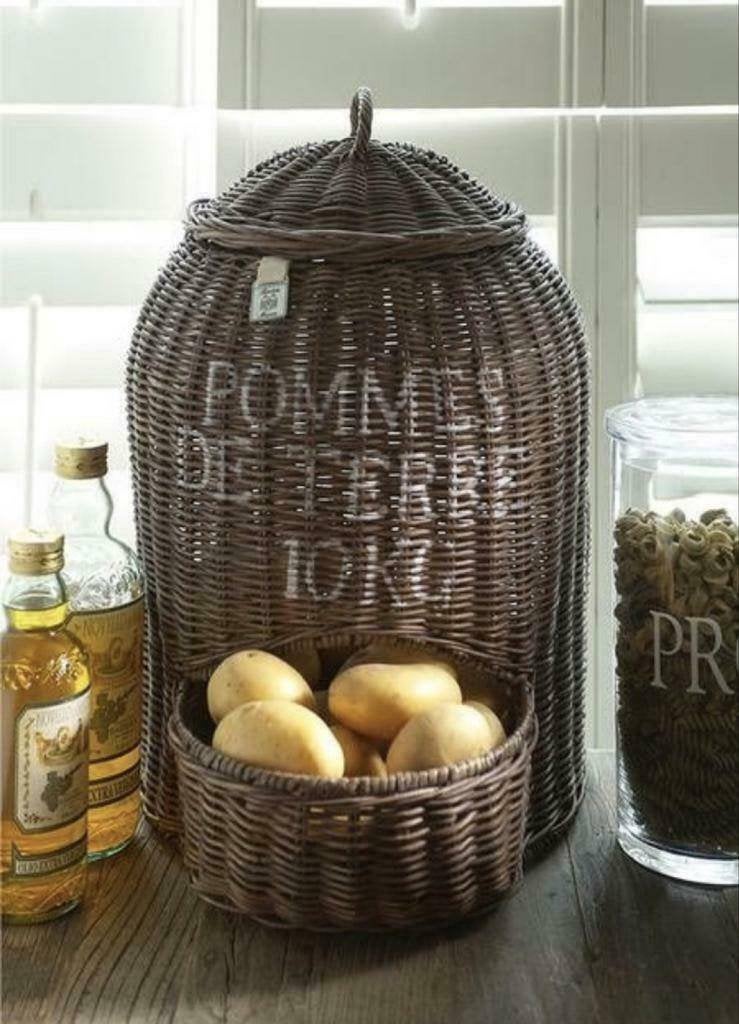 Riviera Maison Rattan Aardappelmand- Pommes de Terre 10KG, Mand, Handgemaakt, Ophalen of Verzenden, Zo goed als nieuw