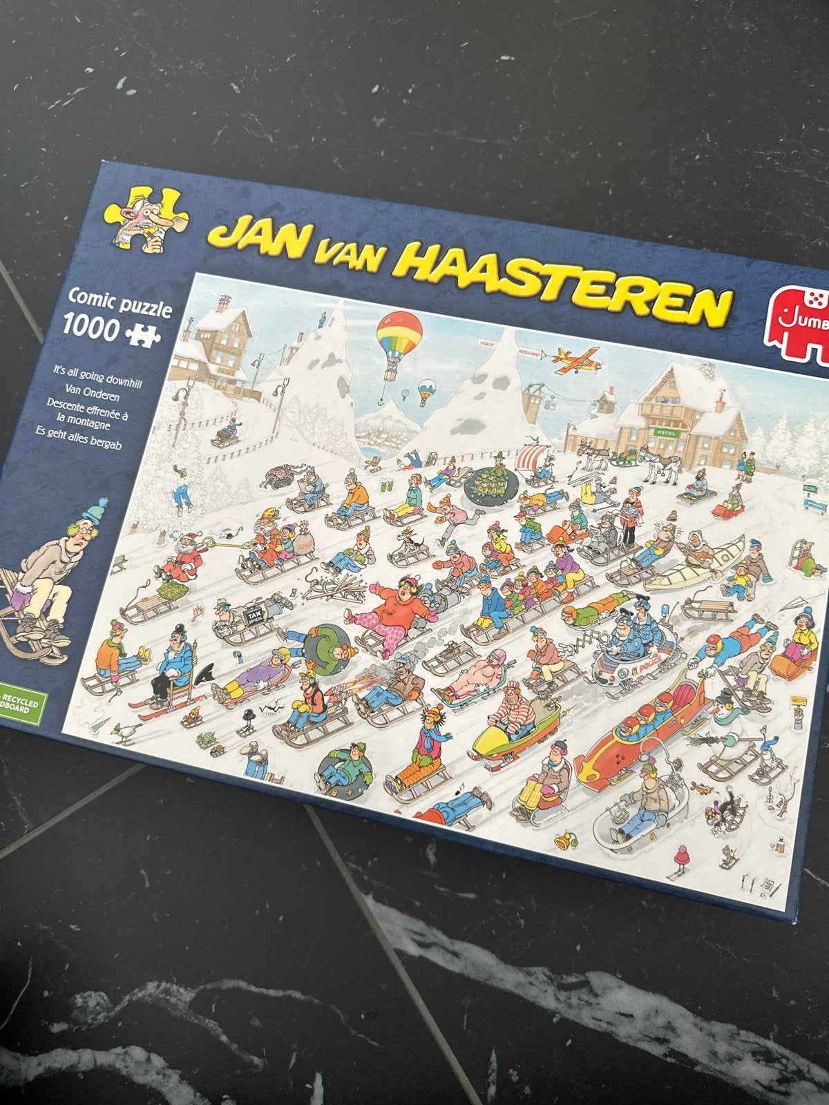Jan van Haasteren Wintersport compleet 1000 stukjes, Ophalen of Verzenden, 500 t/m 1500 stukjes, Zo goed als nieuw, Legpuzzel