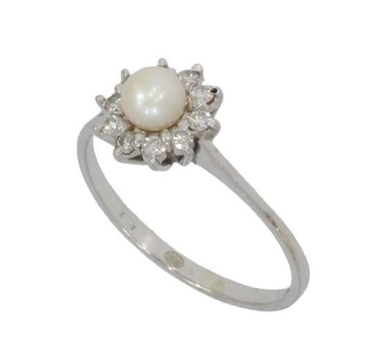 Diamanten parel bloem rozet 14k gouden luxe dames ring, Met edelsteen, Voordeelsieraden, Verzenden, Dame