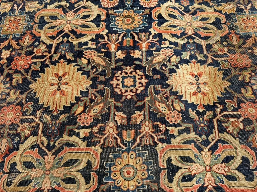 Uniek antiek Farahan Mahal tapijt ( Perzisch ) 340  362 cm, Gebruikt, Wol, Ophalen of Verzenden, 200 cm of meer