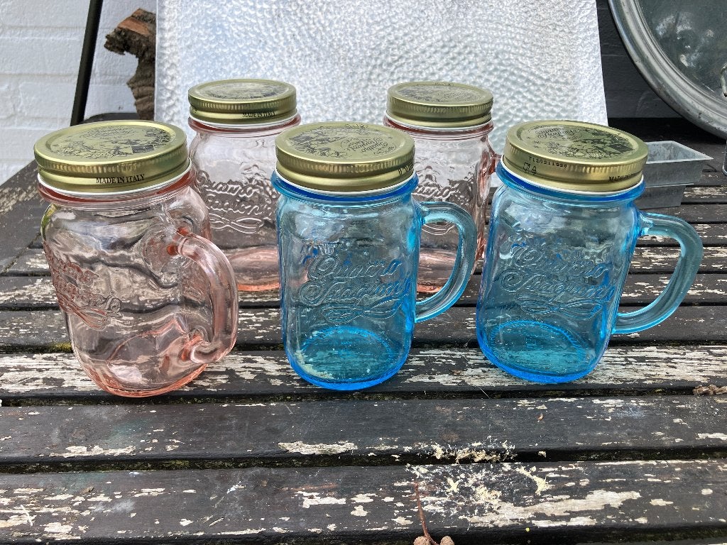Set van 5 Bormioli Rocco Quattro Stagioni glazen potten, Ophalen, Glas, Zo goed als nieuw, Voorraadpot