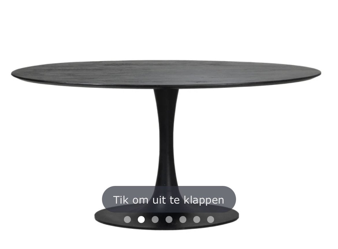 Gezocht ovale zwarte tafel met tulip poot., Ophalen, Zo goed als nieuw