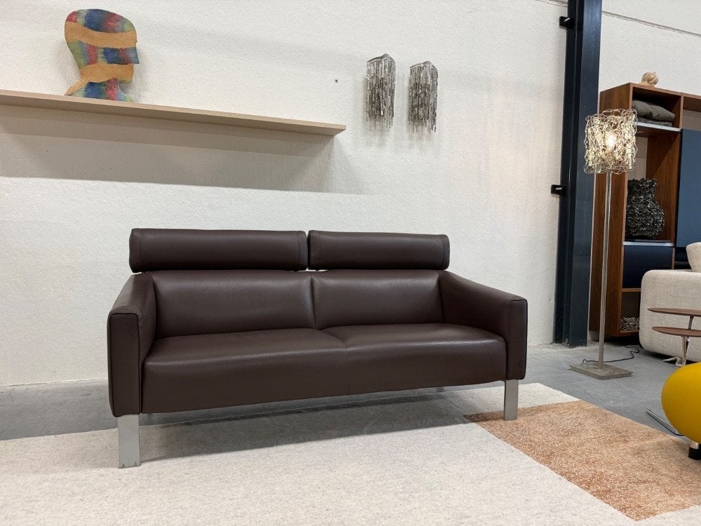 Als nieuw Leolux Patachou 2,5 Zits Bank bruin leer, Huis en Inrichting, Leolux, Info@leolux.nl, 150 tot 200 cm, Tweepersoons