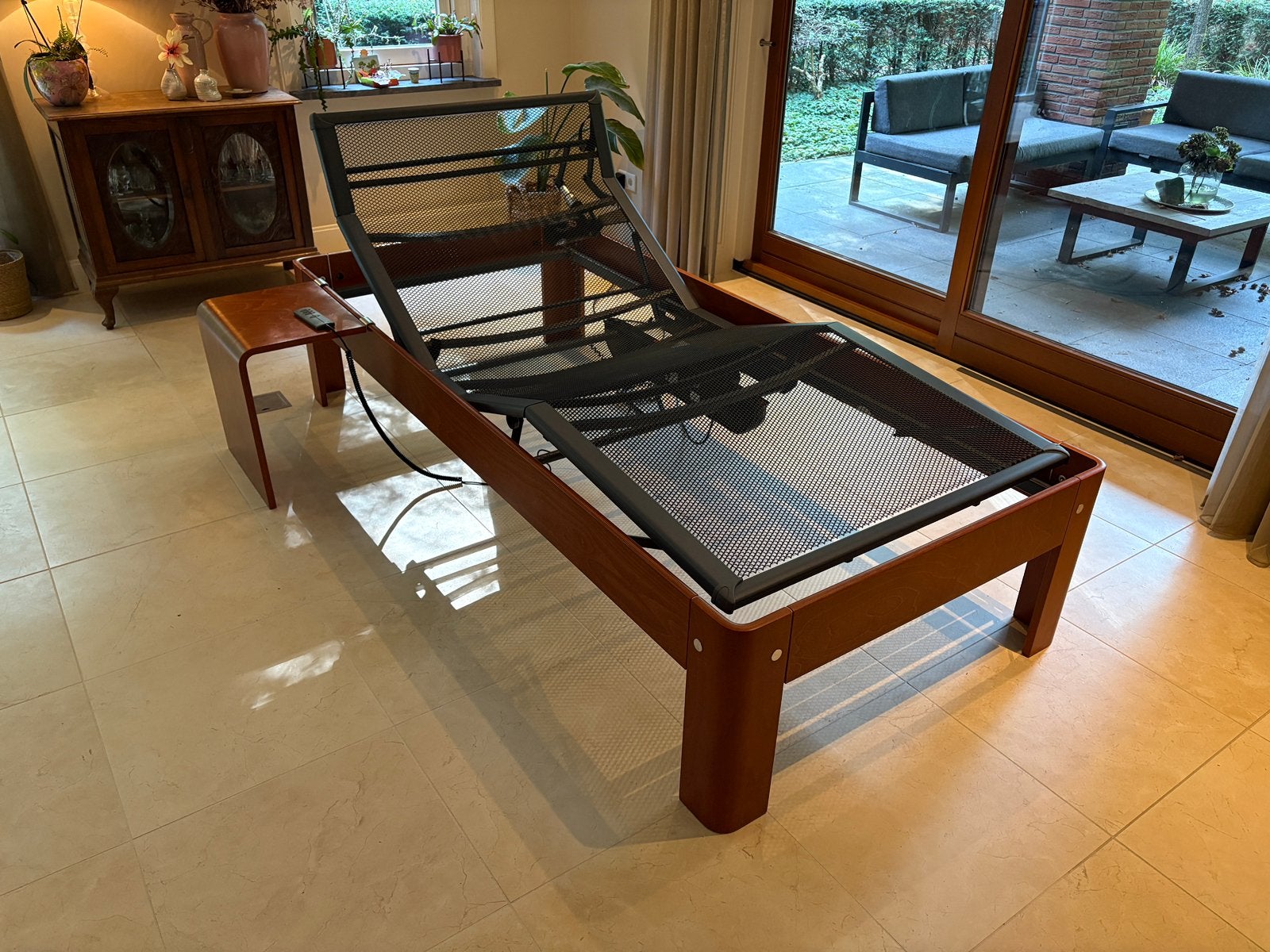 Seniorenbed Auping Auronde 100x220 48cm elekt. verstelbaar, Eenpersoons, Bruin, Ophalen of Verzenden, Hout