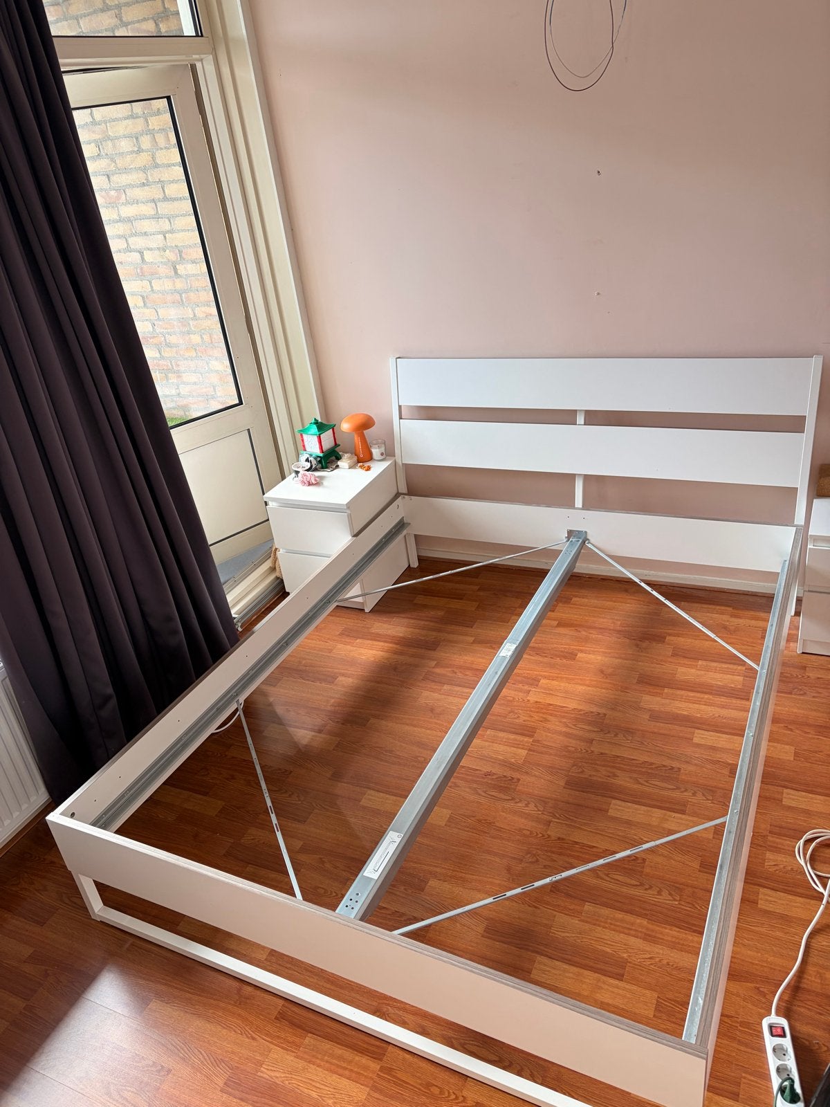 Wit tweepersoonsbed 160x200 (excl. matras en lattenbodem), Ophalen, Gebruikt, Wit, Tweepersoons