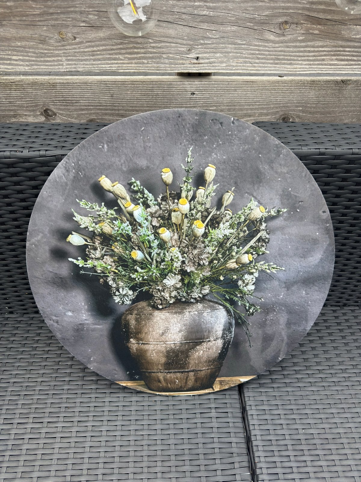 Wandcirkel met vaas en droogbloemen - sfeervolle decoratie, Ophalen, Zo goed als nieuw