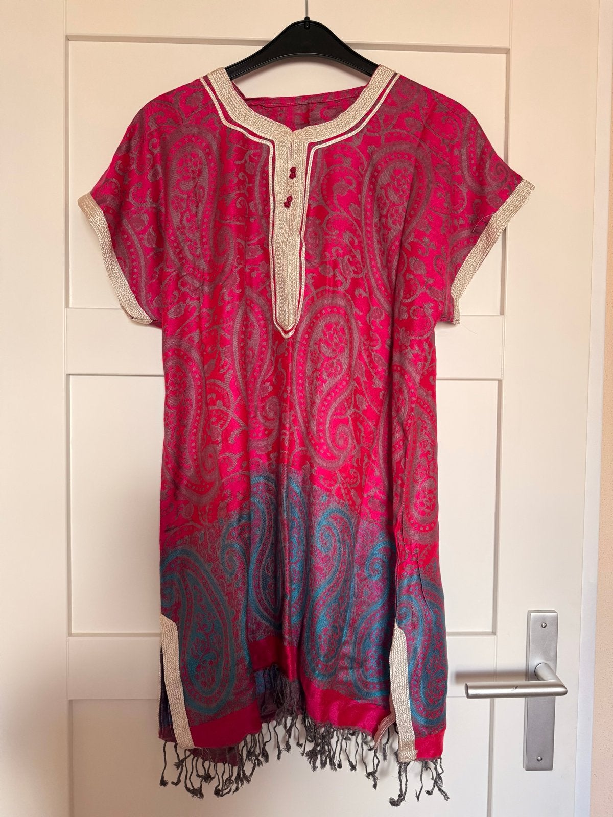 Marokkaanse style jurk/ Kaftan/ Gandoura met paisley print, Maat 38/40 (M), Nieuw, Ophalen of Verzenden, Knielengte