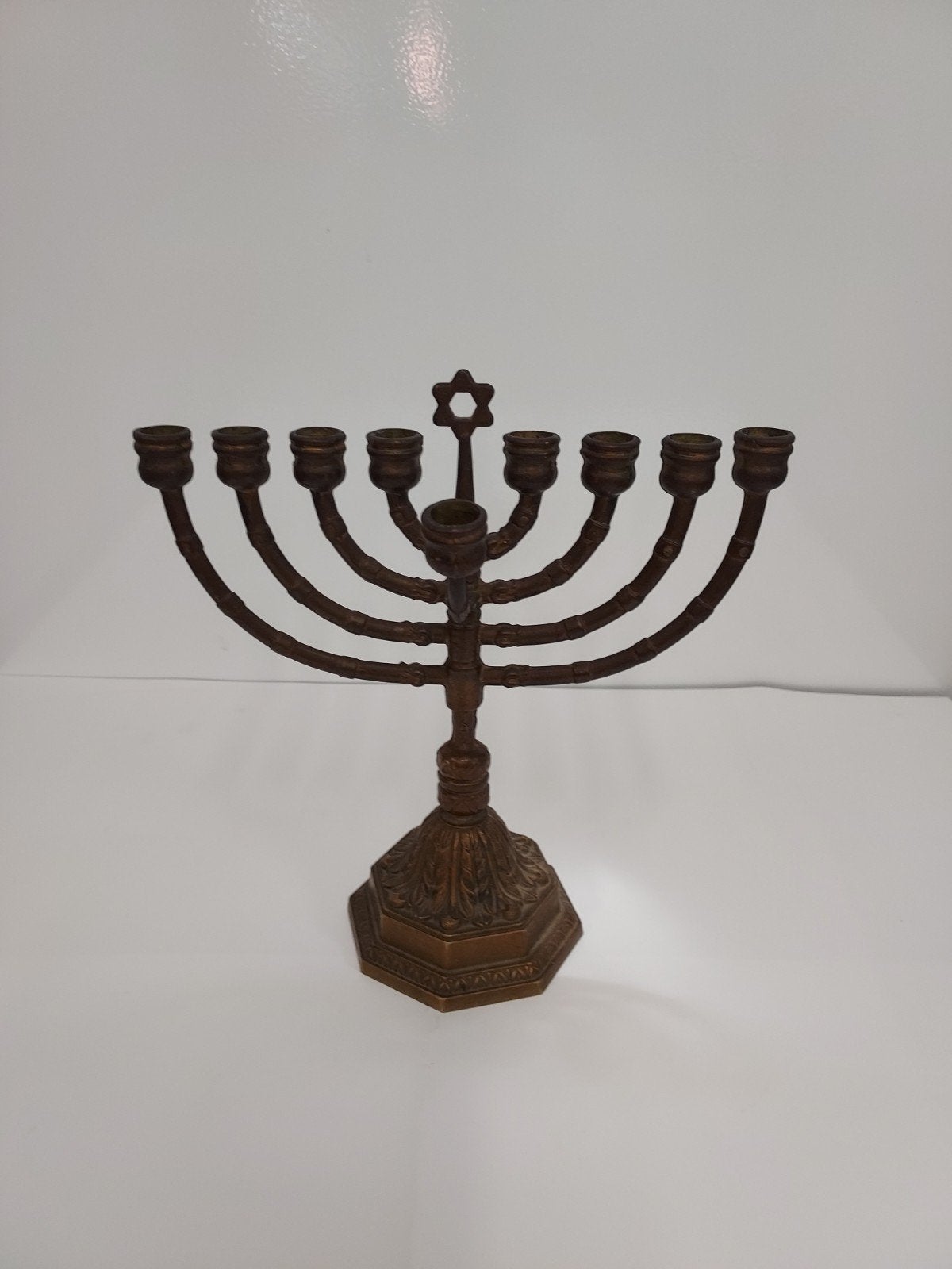 Oude Koperen Chanoeka  - Joodse Kandelaar, Ophalen of Verzenden, Koper of Brons