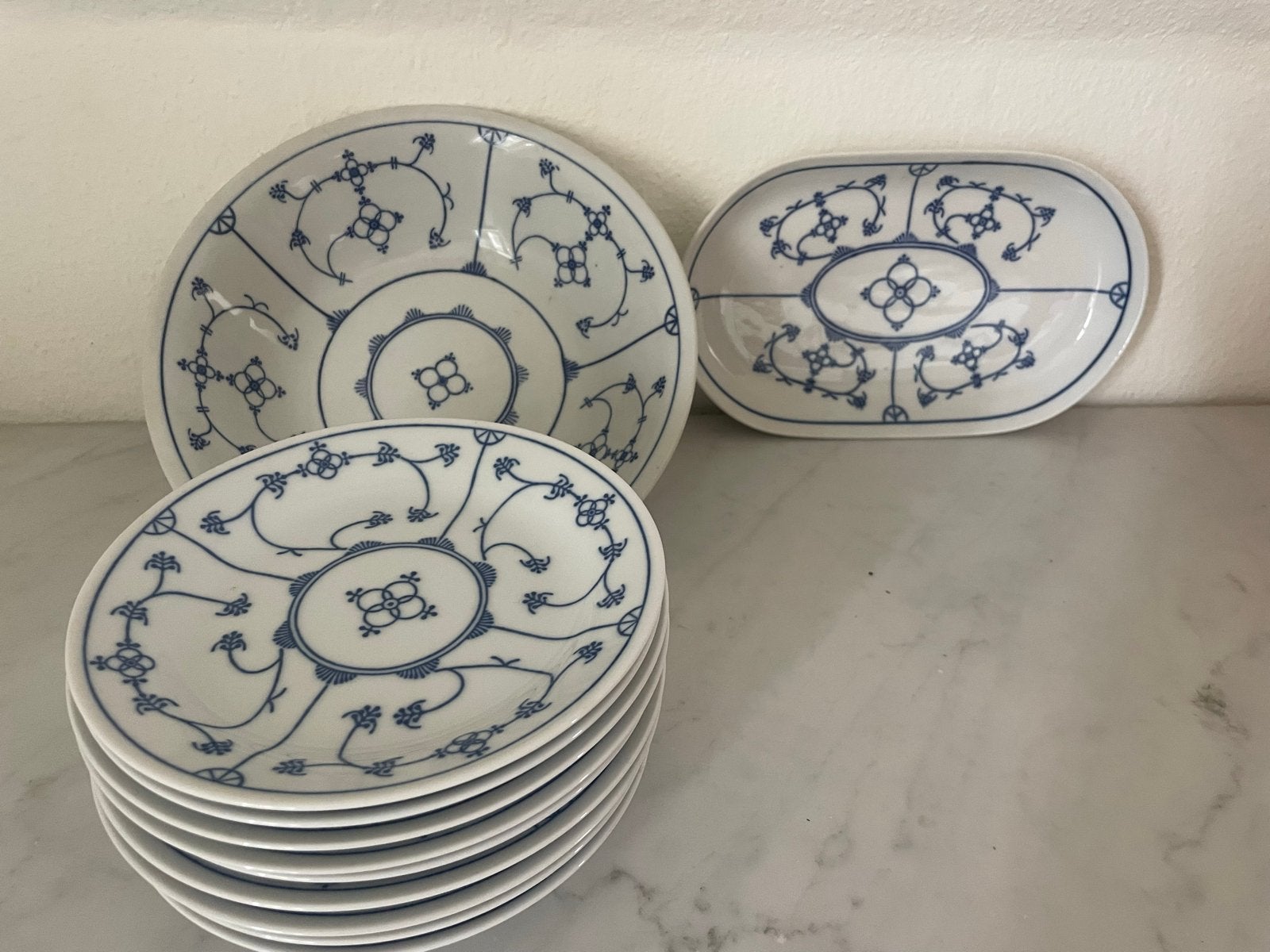 Jäger Blau Saks Schalen en Gebakbordjes - Zonder Beschadigin, Huis en Inrichting, Overige merken, Klassiek, Ophalen of Verzenden