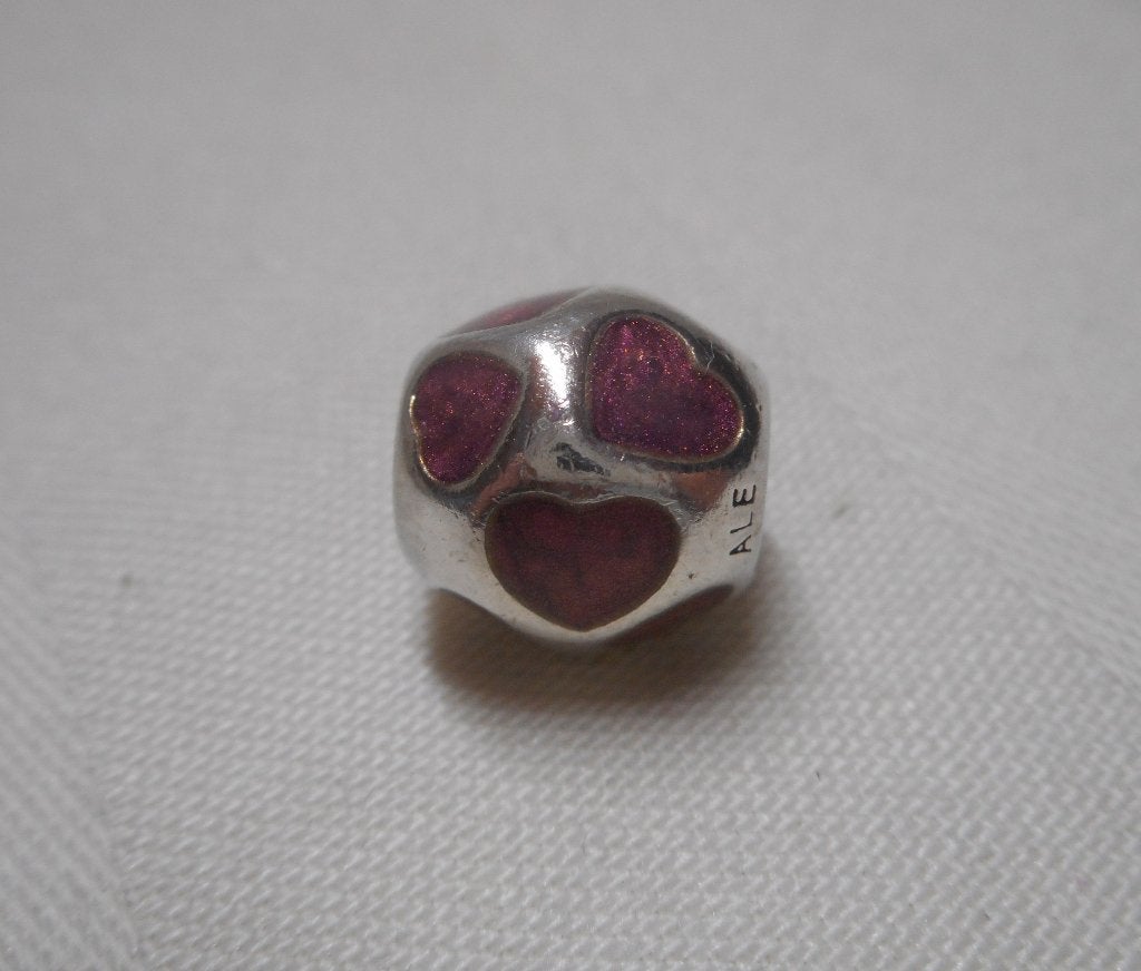 Zilveren Pandora bedel met hartjes nr.562, Sieraden, Tassen en Uiterlijk, Bedels, Verzenden, Pandora, Zo goed als nieuw, 1 bedel