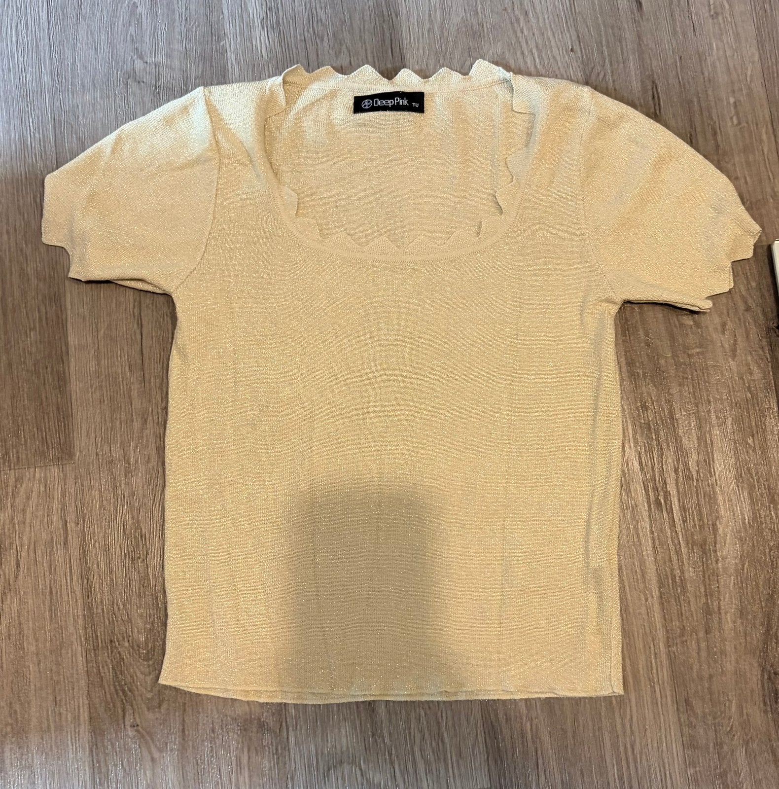Beige gouden glitter top, Beige, Ophalen of Verzenden, Zo goed als nieuw, Maat 36 (S)