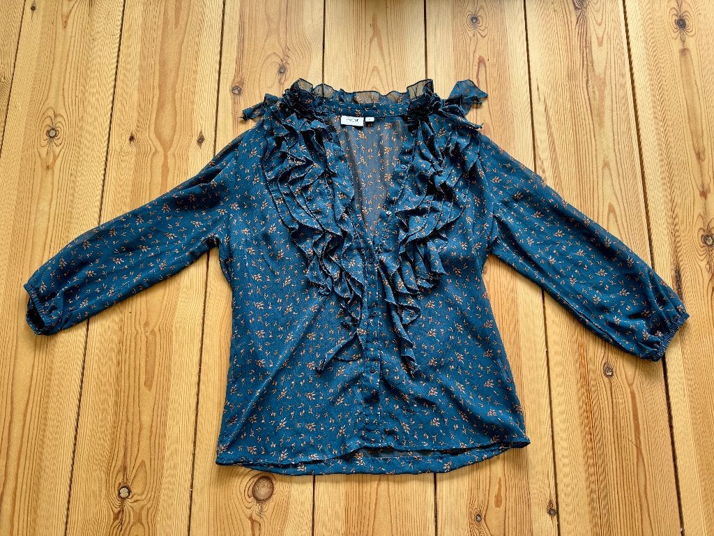 Saint Tropez Blouse / Top - Blauw Geel - maat Small / 36, Blauw, Ophalen of Verzenden, Zo goed als nieuw, Maat 36 (S)
